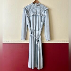 Vintage 70s romantic prairie style‎ pearl gray midi dress